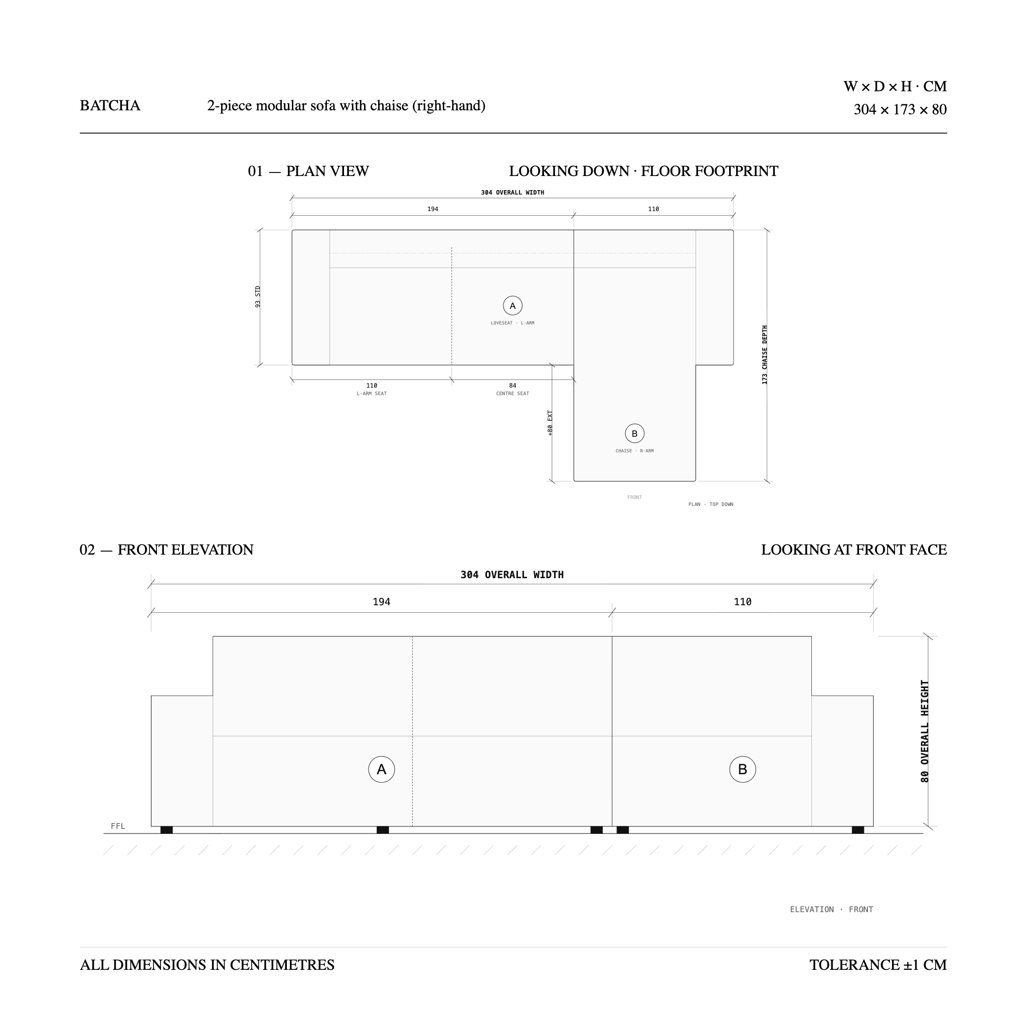 B1-S002 with right facing chaise