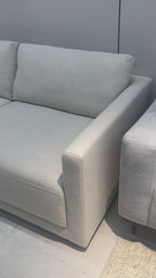 B1-S001 mid-century modern sectional sofa with chaise in linen beige, second product video.